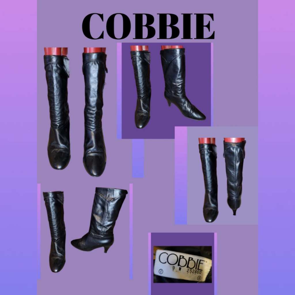 Vintage Cobbie Black Leather Pirate Boots Size 9 Wide